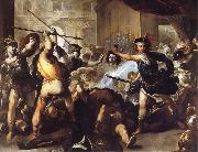Luca  Giordano Perseus Turning Phineas and his followers to stone Sweden oil painting artist